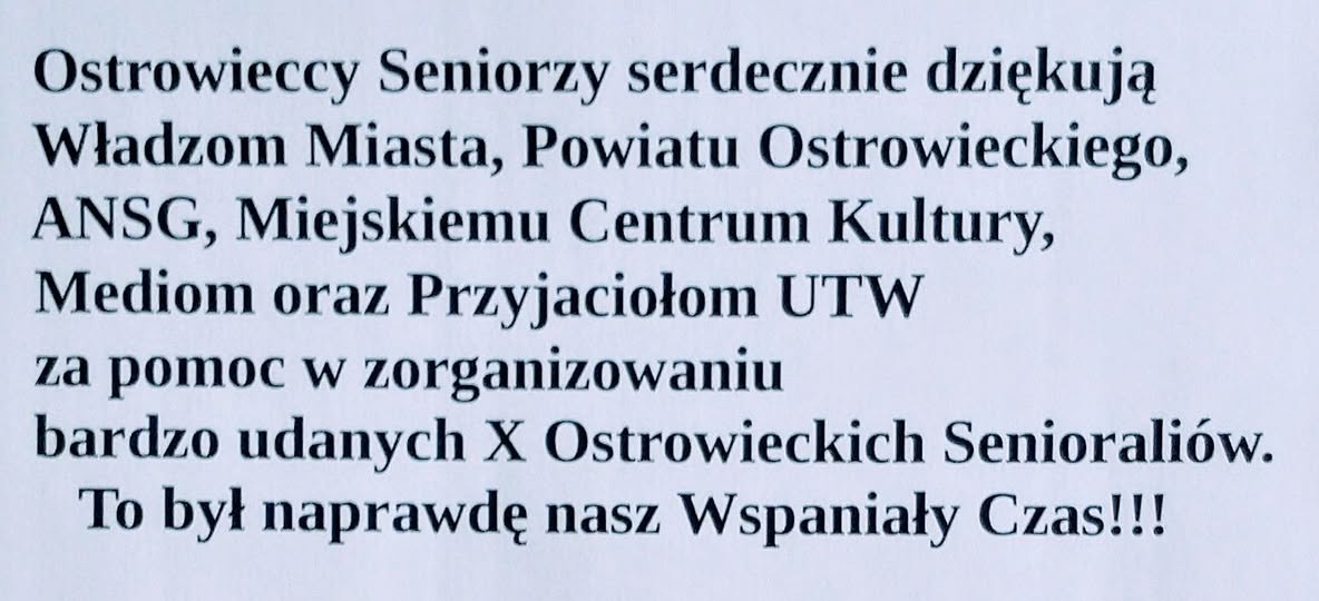 Podziękowania za Senioralia